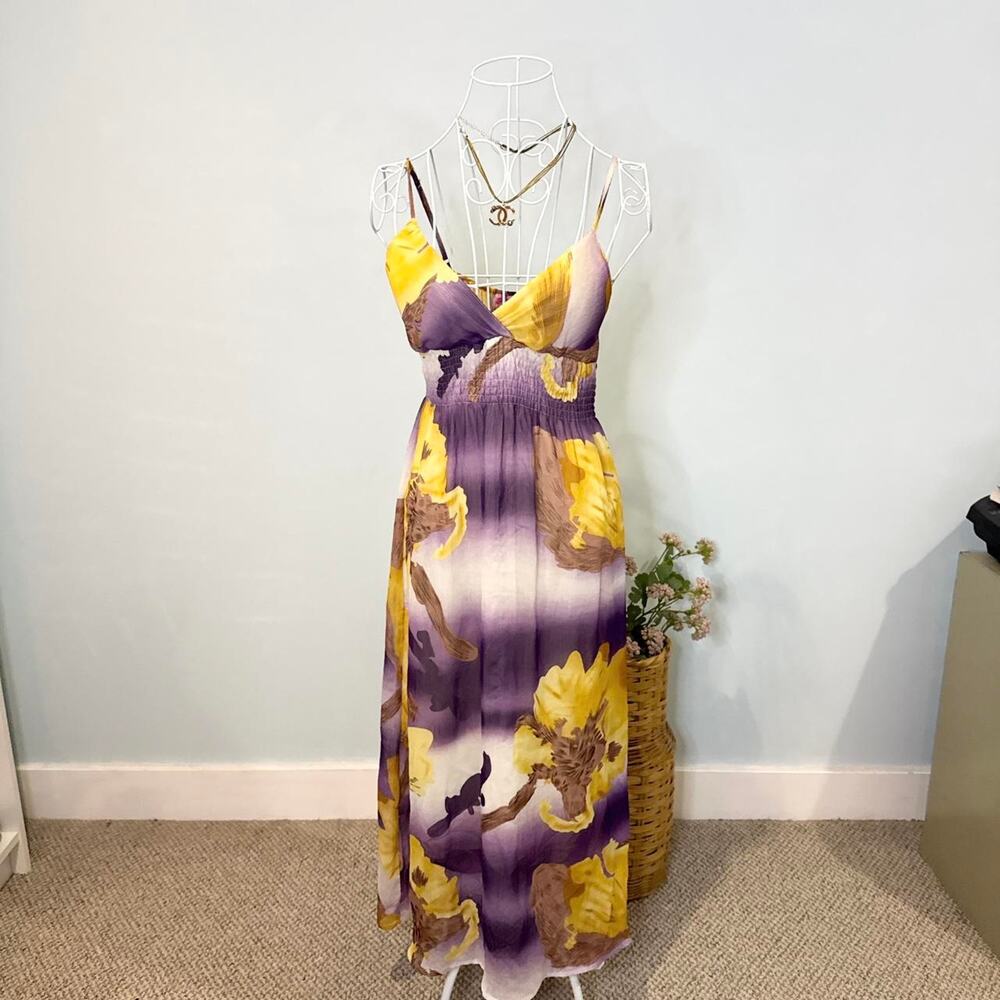Cute vintage y2k 90s floral silky babydoll slip dress